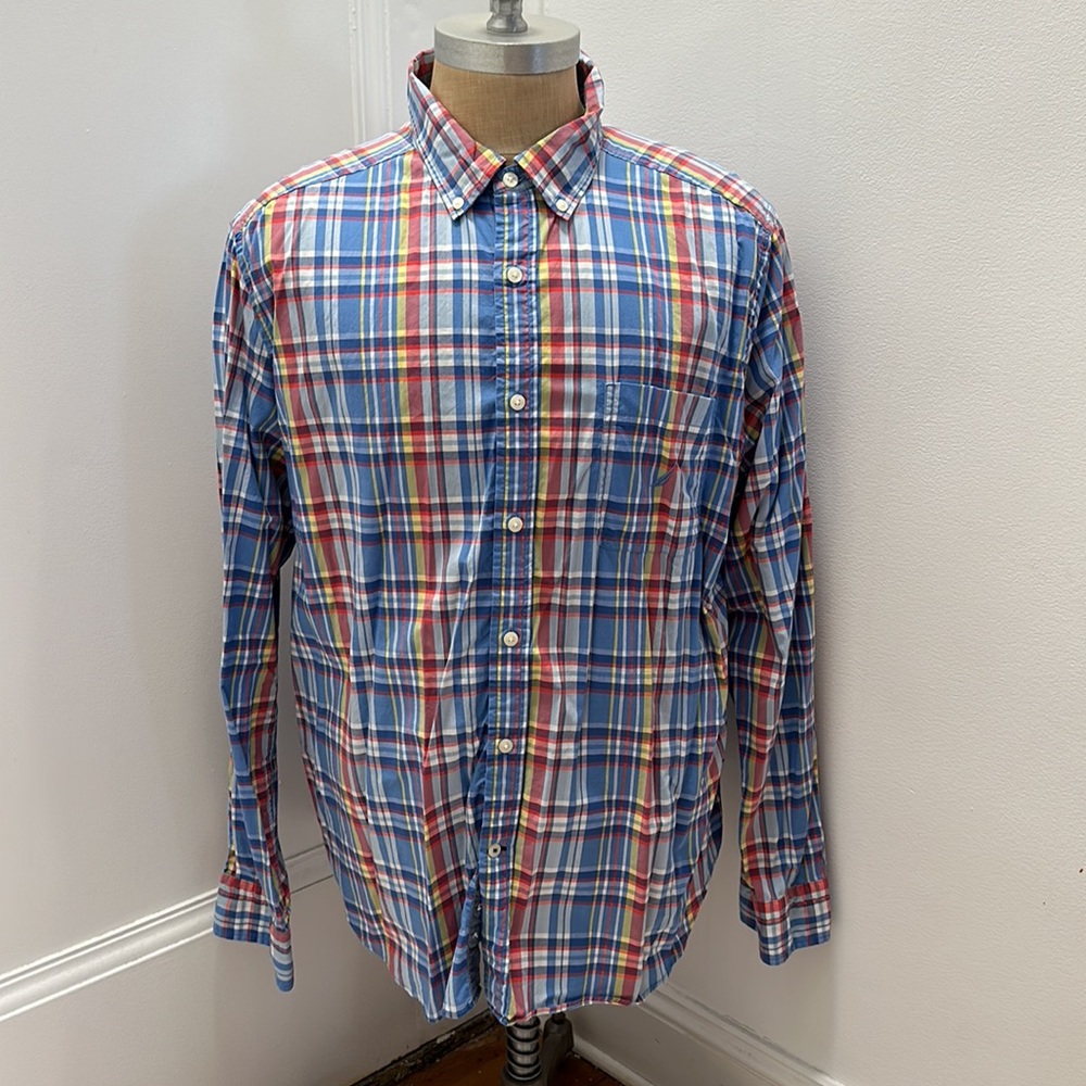 Nautica - Classic Fit / Stretch - Dress Shirt - Plaid - XL - Picture 1 of 9